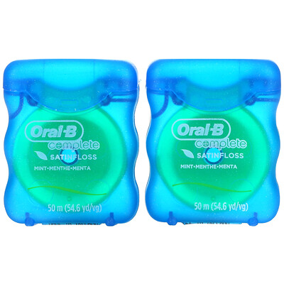 Oral-B Complete, Satin Floss, Mint, 2 Pack, 54.6 yd (50 m) Each