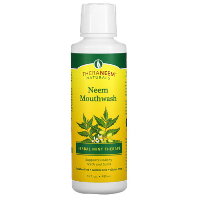 Organix South TheraNeem Organix, жидкость для полоскания рта Neem, травяная терапия мяты, 16 жидких унций (480 мл)