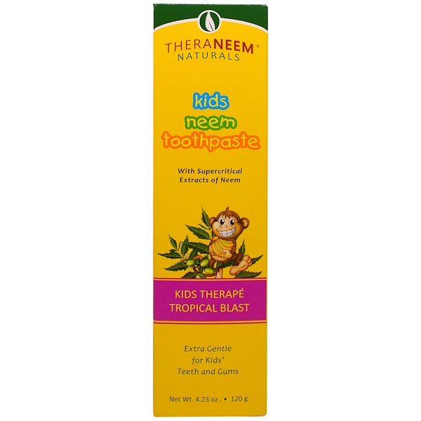 Organix South, TheraNeem Naturals, Kids TherapΓ©, Kids Neem Toothpaste, Tropical Blast, 4.23 oz (120 g)