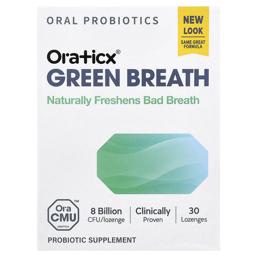 Oraticx Green Breath Oral Probiotics, Mint, 30 Lozenges