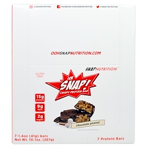 Купить OOH Snap!, Хрустящий Протеиновый Батончик, Арахисовый Шоколад , 7 Батончиков, по 1,4 унции (41 г) каждый  на IHerb