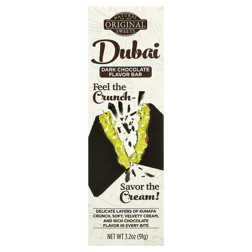 Original Natural Sweets, Dubai Dark Chocolate Bar, Riegel mit dunkler Schokolade, 91 g (3,2 oz.)
