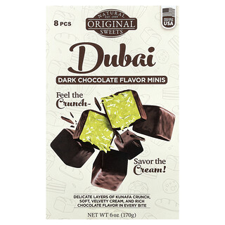 Original Natural Sweets, Mini čokoládové cukríky Dubai Dark Chocolate, 8 kusov, 170 g
