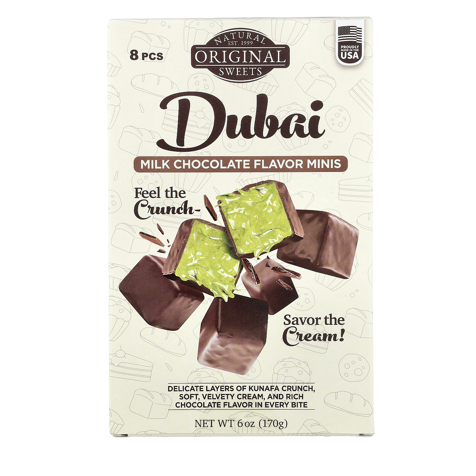 ドバイミルクチョコレートミニ、8個、170g（6オンス）
