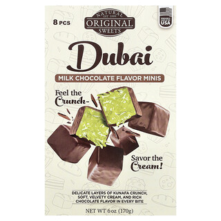Original Natural Sweets, Dubajské mini čokoládové cukríky s mliečnou čokoládou, 8 kusov, 170 g