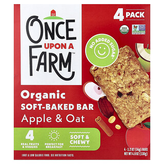 Once Upon A Farm, Organic Soft Baked Bar, Apel & Oat, 4 Batangan, Masing-Masing 34 g (1,2 ons)