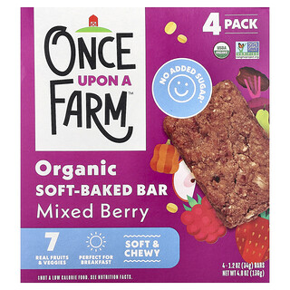 Once Upon A Farm, Batangan Panggang Lembut Organik, Beri Campuran, 4 Batangan, Masing-Masing 34 g (1,2 ons)