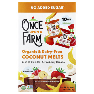 Once Upon A Farm, Organic Coconut Melts, Mango Ba-nilla and Strawberry Banana, 10 Packs, 0.25 oz (7 g) Each