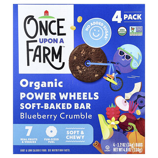 Once Upon A Farm, Organic Power Wheels, Soft Baked Bar, Blueberry Crumble, 4 Bars, 1.2 oz (34 g) Each