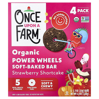 Once Upon A Farm, Organski Power Wheels, meko pečena pločica, kolač od jagoda, 4 pločice, 34 g svaka