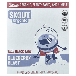 Skout Organic, детские батончики-снеки, со вкусом голубики, 6 батончиков по 24 г (0,85 унции)