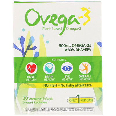 

Omega-3s DHA + EPA, 500 mg, 30 Vegetarian Softgels