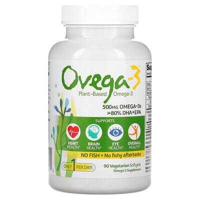 

Ovega-3 Plant Based Omega-3 DHA + EPA 500 mg 90 Vegetarian Softgels