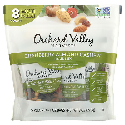 Orchard Valley Harvest Смесь с клюквой и миндалем, кешью, 8 пакетиков, 226 г (8 унций)