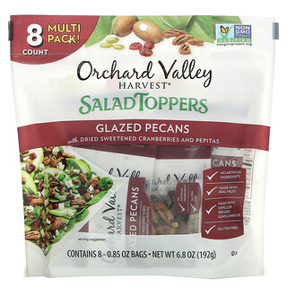 Orchard Valley Harvest, 沙拉配料，美洲山核桃蜜餞，含甜蔓越橘乾和胡椒，8 袋，6.8 盎司（192 克）