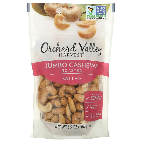 Jumbo Cashews, Roasted, Salted, 6.5 oz (184 g)