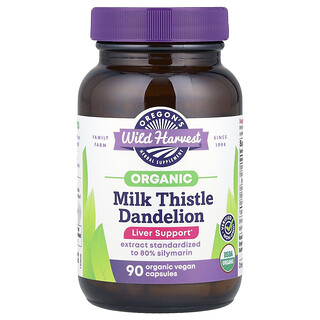 Oregon's Wild Harvest, Chardon-Marie et pissenlit biologiques, 90 capsules véganes biologiques