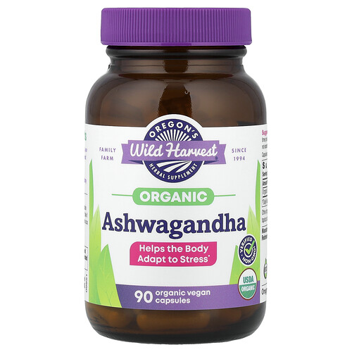 Oregon's Wild Harvest, Organic Ashwagandha, Ashwagandha, 90 vegane Bio-Kapseln (400 mg pro Kapsel)