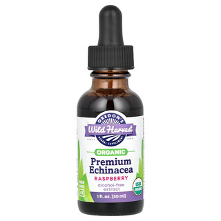 Oregon's Wild Harvest, Organska vrhunska ehinacea, bez alkohola, malina, 30 ml