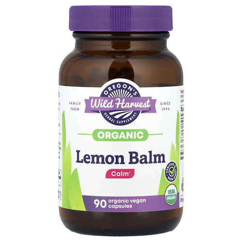 Oregon's Wild Harvest Organic Lemon Balm, 90 Vegan Capsules (375 mg per Capsule)