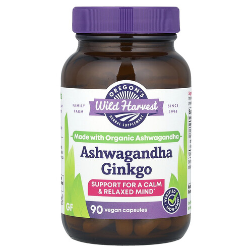 Oregon's Wild Harvest, Ashwagandha Ginkgo, 90 Vegan Capsules