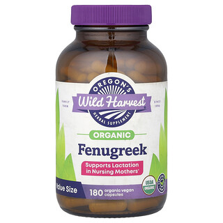 Oregon's Wild Harvest, Fenogreco orgánico, 180 cápsulas veganas (500 mg por cápsula)
