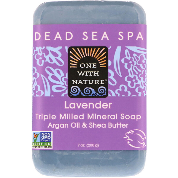 One with Nature, Triple Milled Mineral Soap Bar, Lavender, 7 oz (200 g