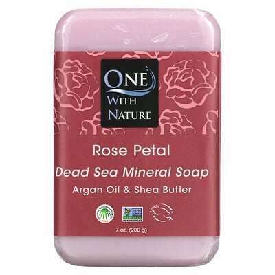 One with Nature Кусковое мыло с трижды перемолотыми минералами, с запахом лепестков розы, 200 г