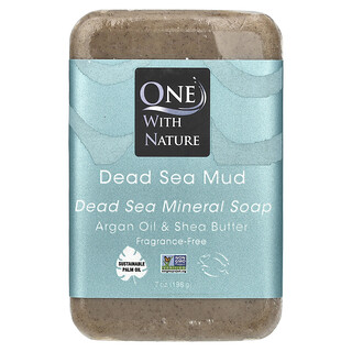 One with Nature, Minerální bar mýdlo z Mrtvého moře, bahno z Mrtvého moře, bez vůně, 7 oz (198 g)