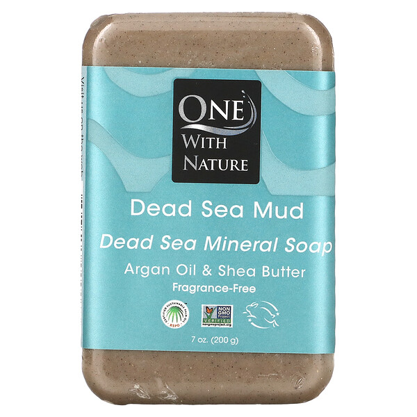 One with Nature, Dead Sea Mineral Soap Bar, Dead Sea Mud, FragranceFree, 7 oz (200 g)