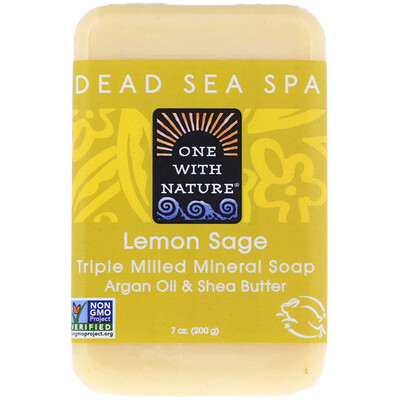 One with Nature Triple Milled Mineral Soap Bar, Lemon Sage, 7 oz (200 g)