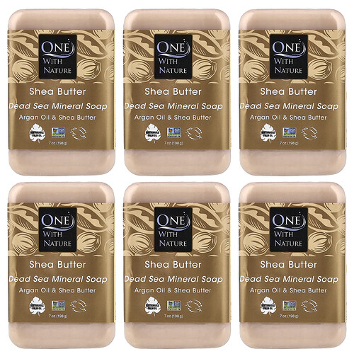 One with Nature Dead Sea Mineral Bar Soap Shea Butter 6 Count 7 oz (198 g) Each