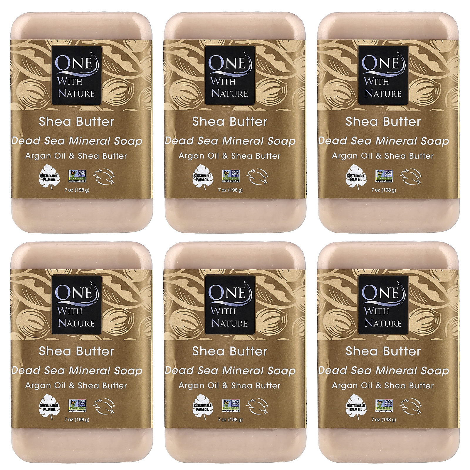 Dead Sea Mineral Bar Soap, Shea Butter, 6 Count, 7 oz (198 g) Each