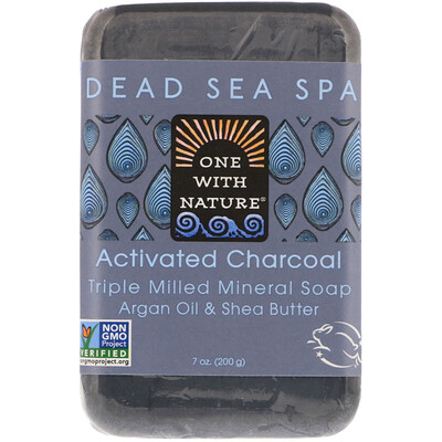 Купить One with Nature Triple Milled Mineral Soap Bar, Activated Charcoal, 7 oz (200 g)