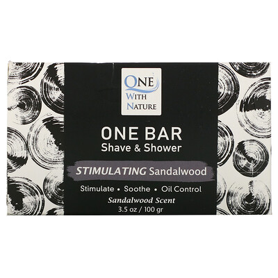 One with Nature One Bar, Shave & Shower, Stimulating Sandalwood, 3.5 oz (100 g)