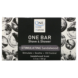 One with Nature, One Bar, Shave & Shower, Stimulating Sandalwood, 3.5 oz (100 g)