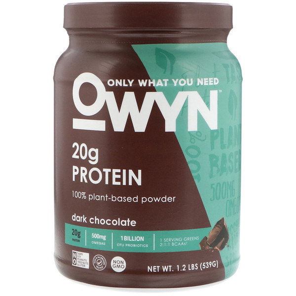 OWYN, Protein, 100% Plant-Based Powder, Dark Chocolate, 1.2 lb (539 g ...