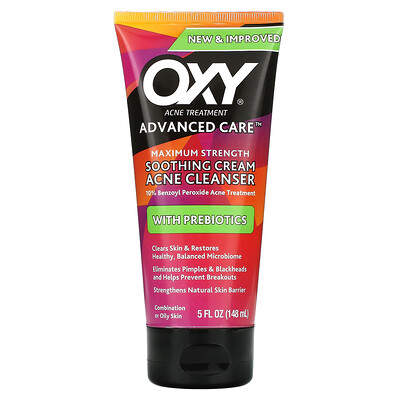

Oxy Skin Care Soothing Cream Acne Cleanser with Prebiotics Maximum Strength 5 fl oz (148 ml)
