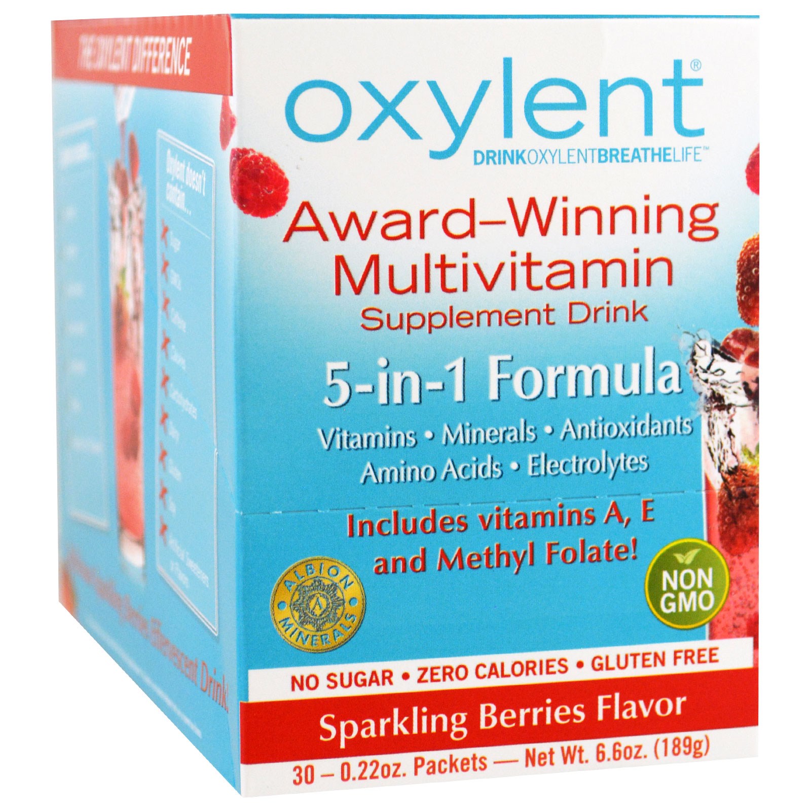 Vitalah, Oxylent, мультивитаминный напиток, сияющие ягоды, 30 пакетиков по 5,9 г каждый