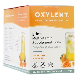 Vitalah, Oxylent, Multivitamin Supplement Drink, Sparkling Mandarin, 30 Packets, 0.23 oz (6.4 g) Each