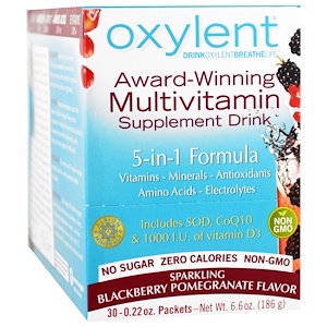 Купить Vitalah, Oxylent, Multivitamin Supplement Drink, Sparkling Blackberry Pomegranate, 30 Packets, 0.22 oz (6.2 g) Each  на IHerb