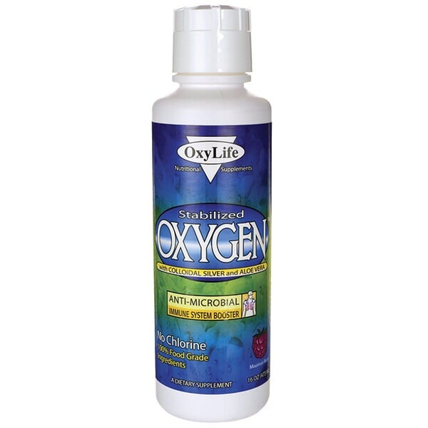 OxyLife, Стабилизированный кислород с коллоидным серебром и алоэ вера, горная ягода, 473 мл (16 унций)