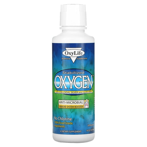 OxyLife, Stabilized Oxygen with Colloidal Silver and Aloe Vera, Unflavored, 16 oz (473 ml)