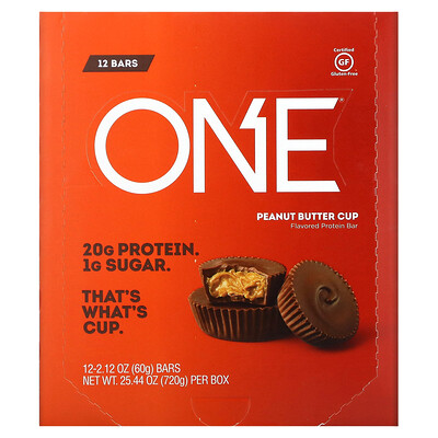 

One Brands, ONE Bar, Peanut Butter Cup, 12 Bars, 2.12 oz (60 g) Each