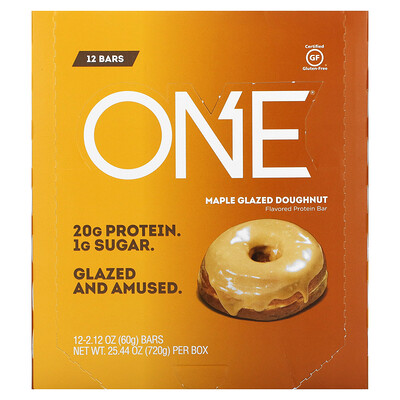 

One Brands, ONE Bar, Maple Glazed Doughnut, 12 Bars, 2.12 oz (60 g) Each