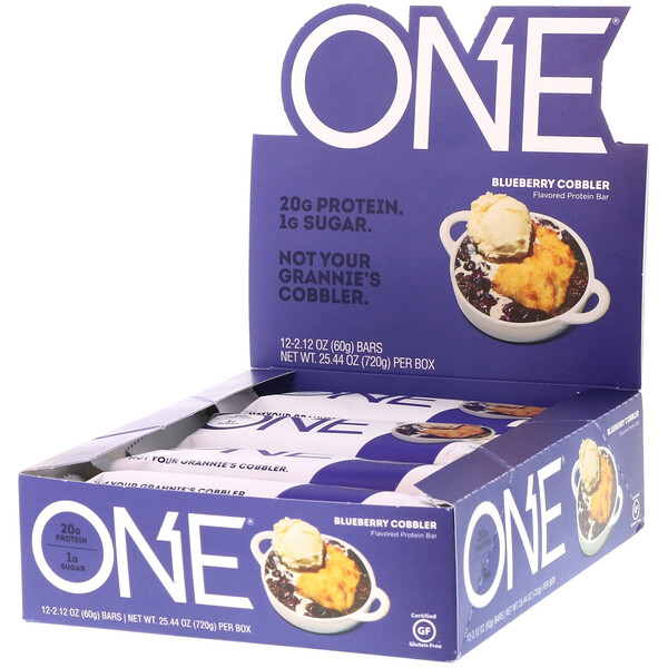 One Brands‏, חטיף ONE, פאי אוכמניות, 12 חטיפים, 60 גרם (2.12 אונקיות) כל אחד