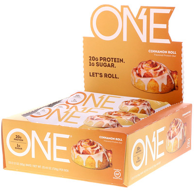 One Brands ONE Bar, Cinnamon Roll, 12 Bars, 2.12 oz (60 g) Each