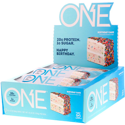 One Brands ONE Bar, Birthday Cake, 12 Bars, 2.12 oz (60 g) Each