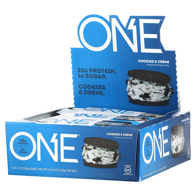 One Brands батончики ONE, печенье с кремом, 12 батончиков, 60 г (2,12 унции) в одном батончике