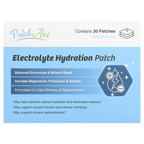 PatchAid, Electrolyte Hydration Patch, Elektrolyt-Hydratationspflaster, 30 Pflaster